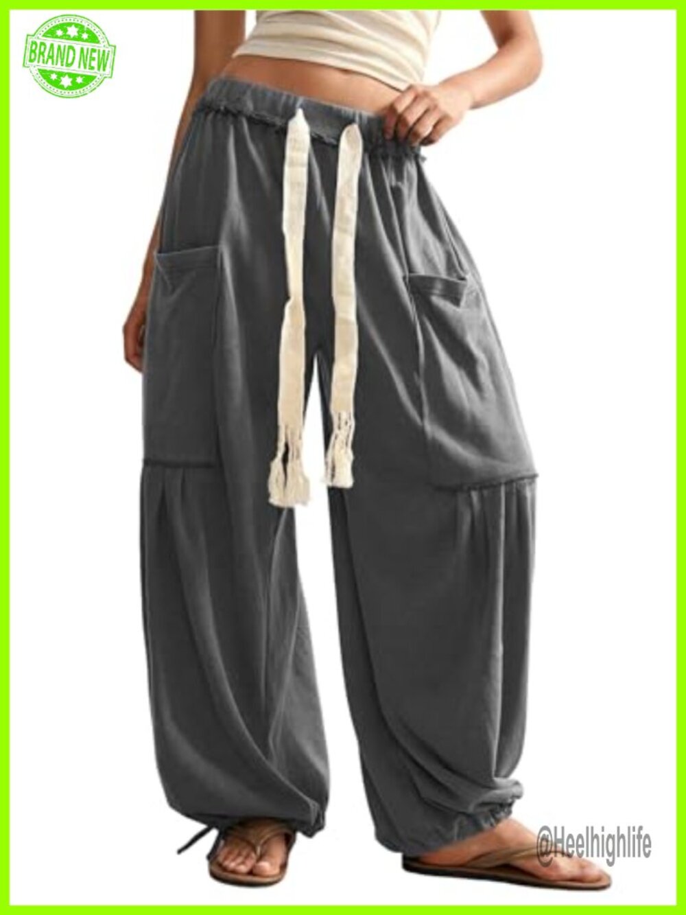 Baggy Wide Leg Harem Pants with Pockets